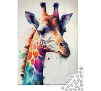 Giraffe Watercolor Animal Puzzle Jigsaws 1000 Pieces for Adults & Teenager Age 12 Years Up Christmas Eve Gifts 1000pcs (38x26cm)