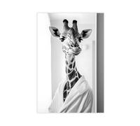 Giraffe Wearing A Bathrobe, Funny Bathroom Wall Art, Cute Laundry Room Decor, Retro Bathroom Animals, Cute Giraffe Print, Ai Art-1