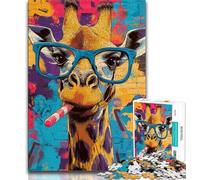 Giraffe Wearing Glasses 1000 Piece Jigsaw Puzzles for Adults & Teens,Decompressing Intellectual Educational Toy Birthday Present,Gifts,Wall Art 38x26cm