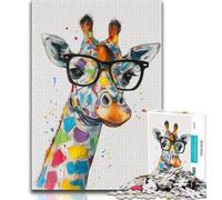 Giraffe Wearing Glasses 1000 Piece Jigsaw Puzzles for Adults & Teens,Educational Game Challenge Toy Wall Decoration Unique Birthday And Xmas Gifts (50x75cm)