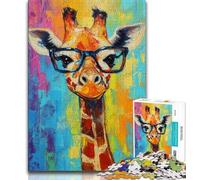 Giraffe Wearing Glasses 1000 Piece Jigsaw Puzzles for Teenagers,Challenging Game Gifts for Is Ideal As A Gift for The Whole Family (50x75cm)