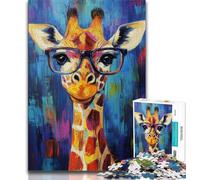 Giraffe Wearing Glasses 1000 Piece Jigsaw Puzzles for Teenagers,for Educational Game Challenge Toy Unique Home Decor And Gifts (75x50cm)