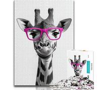Giraffe Wearing Glasses Jigsaw Puzzles for Adults 1000 Piece,for Educational Game Challenge Toy for Is Ideal As A Gift for The Whole Family 38x26cm