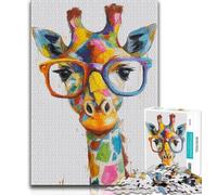 Giraffe Wearing Glasses Jigsaws 1000 Pieces for Adults,Challenging To Complete But Fun And Humorous Educational Game for Birthday (50x75cm)