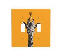 Giraffe Wearing Party Hat Minimal Double Gang Toggle Light Cover Wall Plate Switch Decor Standard Size - 11.4x11.4cm