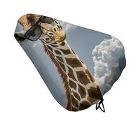 Giraffe Wearing Sunglasses Bike Seat Cover Waterproof Oxford Fabric, Universal Adjustable Bicycle Saddle Cover with Drawstring Easy Install Protective Rain Dust Covers for Women Men