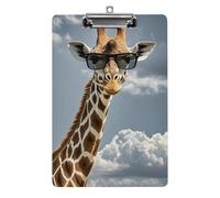 Giraffe Wearing Sunglasses Clipboard with Hanging Hole, 8.5" X 12.5" Standard A4 Acrylic Clipboard Ultra Lightweight & Shatterproof Paper Holder for Office, Home