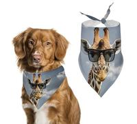 Giraffe Wearing Sunglasses Dog Bandanas for Feeding Grooming, Triangle Pet Bibs Washable Pets Scarf for Cats & Dogs