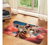 Giraffe Wearing Sunglasses Dog Food Mats for Floors, 12x18 Inch Non-Slip Super Absorbent Pet Food Mat, Dishwasher Dog Mat for Food and Water, Cute Rubber Quick Dry Pet Feeding Mat for Dogs Puppy Cats