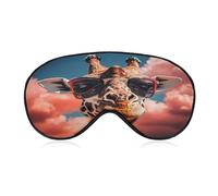 Giraffe Wearing Sunglasses Eye Mask, Adjustable Strip, Blocks Light Sleep Mask, Sleep Eye Mask for Night Sleeping Travel Nap 8.1 * 4.1 Inches