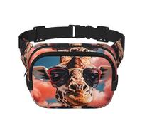 Giraffe Wearing Sunglasses Fanny Pack For Women Waterproof Adjustable Belt Bags Waist Pack Fashion Casual Crossbody Bags Bum Bag For Running Workout Hiking Traveling, Black, One Size