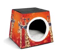Giraffe Wearing Sunglasses Pet Tent for Small Cats and Dogs,Cat House - Soft Comfort Washable,Dog Bed Open Design Pet Tents Indoor Outdoor Travel
