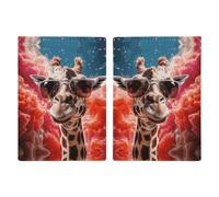Giraffe Wearing Sunglasses Printed Passport Cover Case Passport Holder For Travel Passport Cards Protector Travel Covers Wallet Case RFID Blocking Leather Card Case for Women Men, Giraffe Wearing