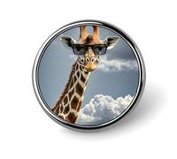 Giraffe Wearing Sunglasses Round Badge for Men Women, Durable & Stylish Lapel Pins, Lightweight Metal Badges for Shirts, Jackets, Hats