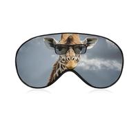 Giraffe Wearing Sunglasses Sleep Mask for Women Men, Soft Eye Mask with Adjustable Strap for Sleeping, Light Blocking Travel Blindfold for Nap Comfortable Eye Cover for Home Office