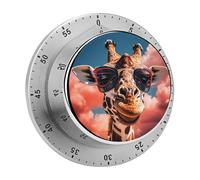 Giraffe Wearing Sunglasses Timer Stainless Digital Visual Timer Exquisite Mechanical Countdown Time Management Tools with Silent Operation Timer for Kitchen Office Classroom