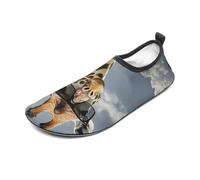 Giraffe Wearing Sunglasses Water Shoes for Men Women, Lightweight Stretch Swim Shoes with Anti-Slip Rubber Sole, Quick-Dry Aqua Socks for Pool, Beach, Surfing, Style, 4 Women/4 Men