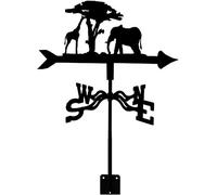 Giraffe Weathervane Metal Weather Vane Stainless Steel Wind Vane Elephant Wind Direction Indicator Weathercock Measuring Tool for Garden Patio Yard Ornament Decoration