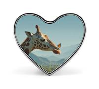 Giraffe with An Orange Butterfly Heart Metal Badges Decorative Brooches