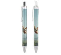 Giraffe with An Orange Butterfly Smooth Retractable Ballpoint Pens 2 PCS