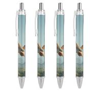 Giraffe with An Orange Butterfly Smooth Retractable Ballpoint Pens 4 PCS