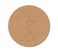 Giraffe with Balloons Pre Marked Round Design 1 - Premium MDF & Plywood Embellishments Laser Cut Craft Shapes for Scrapbooking, Card Making, DIY Decor, Weddings & Personalized Projects