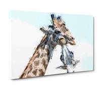 Giraffe with Calf Canvas Print | Gallery Wrapped 30mm Frame Wall Art | 30x20 inches | Ready to Hang | Abstract Animals Picture | Living Room Bedroom Lounge Office
