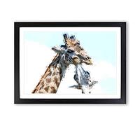 Giraffe with Calf in Abstract Framed Print | A2 Black Framed Wall Art | Ready to Hang | Abstract Animal Picture | Living Room Bedroom Lounge Office