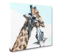 Giraffe with Calf in Abstract Modern Canvas Wall Art Print Ready to Hang, Framed Picture for Living Room Bedroom Home Office Décor, 14x14 Inch (35x35 cm)