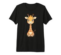 Giraffe with Crown Animal Illustration Premium T-Shirt