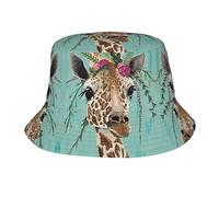 Giraffe with Floral Adult Sunshade Bucket Hat is Suitable for Beach, Camping, Fishing, Outdoor Leisure, Etc, Giraffe With Floral, One size