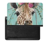Giraffe with Floral Passport Holder PU Leather Slim Passport Cover with Card Slots Travel Document Holder Cover