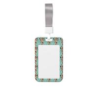 Giraffe with Floral Printed Id Badge Holder with Neck Strap Vertical Waterproof Name Card Holder for Office School
