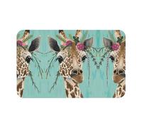 Giraffe With Floral Printing 19.7x31.5in Diatomaceous Mat, Comfortable Floor Mat For Shower, Anti Slip Diatomaceous Mat