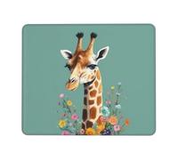 Giraffe with flowers Mouse Pad with Stitched Edge, Comfortable Mouse Pads with Non-Slip Rubber Base Gaming Mouse Mat Washable Mousepads Computers Laptop Desk Accessories for Office 7.9 x 9.5 in
