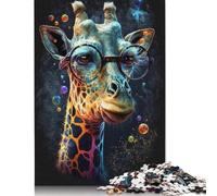 Giraffe with Glasses Puzzle Premium 100% Recycled Board 100% Recycled Cardboard Jigsaw Puzzle for Kids And Adults Age 12 Years Up 1000pcs (75x50cm)