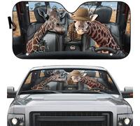 Giraffe With Hat Animals On Safari Giraffe Driving Windshield Sun Shade Foldable Sun Protection For Windscreen Heat Protection Car Window Covers Universal For Cars Vans Suv S