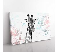 Giraffe With Paint Splashes In Abstract Modern Art Canvas Wall Art Print Ready to Hang, Framed Picture for Living Room Bedroom Home Office Décor, 76x50 cm (30x20 Inch)