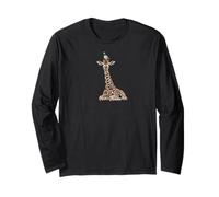 Giraffe with Pigeon Bird Animal Lover Biologist Long Sleeve T-Shirt