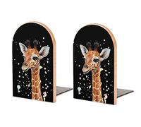 Giraffe Wooden Book Ends for Shelves Modern Bookends Book Holder Divider Decorative 1 Pair