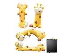 Giraffeauto Figures, 4 Pieces, Adhesive Dashboard Ornaments, Creative Screen Desk Toy for Vehicle, Animal Miniatures for the Workplace, Cute 3D Decoration for Office Monitor, Ho
