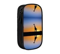 Giraffes at Sunset Print Pencil Case Coin Key Card Bag Purse Large Pen Pouch for Kids Boys School Office