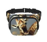 Giraffe's big mouth Square double - layer fanny pack with adjustable shoulder strap - travelling fanny pack - perfect for outdoor sports, Black, One Size