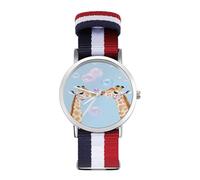Giraffes Blowing Bubbles Casual Watch for Men Women Braided Strap Watches Non-Scale Three-Hand Wrist Gift