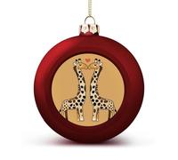 Giraffes Christmas Tree Ornaments 1.6 Inch Shatterproof Pc Plastic Balls with Lanyard Baubles Hanging Christmas Ball Ornaments for Xmas Tree Holiday Party Wedding Home Decorations-red