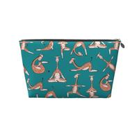 Giraffes Doing Various Yoga Makeup Bag, Cosmetic Bags Travel Toiletry Bag Make Up Bag for Women, Leather Makeup Bag Organizer, Cute Makeup Pouch Silver