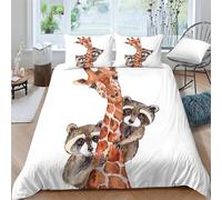 Giraffes Double Duvet Cover Panda Print Bedding for Double Bed Bedroom Decoration Quilt Cover and 2 Pillowcases 50x75cm, Soft 110gsm Microfiber, with Zipper Closure ba5032