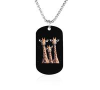 Giraffes Family Funny Memorial Necklace Lightweight Printed Photo Necklaces Metal Tag Pendant