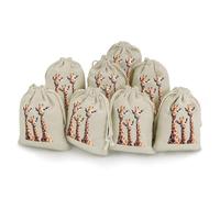 Giraffes Family Printed Drawstring Bag Packs Cotton And Linen Bags Pouch 8 Pieces Storage Reusable Gift Wrap
