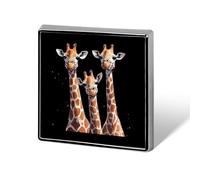 Giraffes Family Printed Square Brooches Colorful Fashion Pins Badge for Backpacks Shirts Scarf